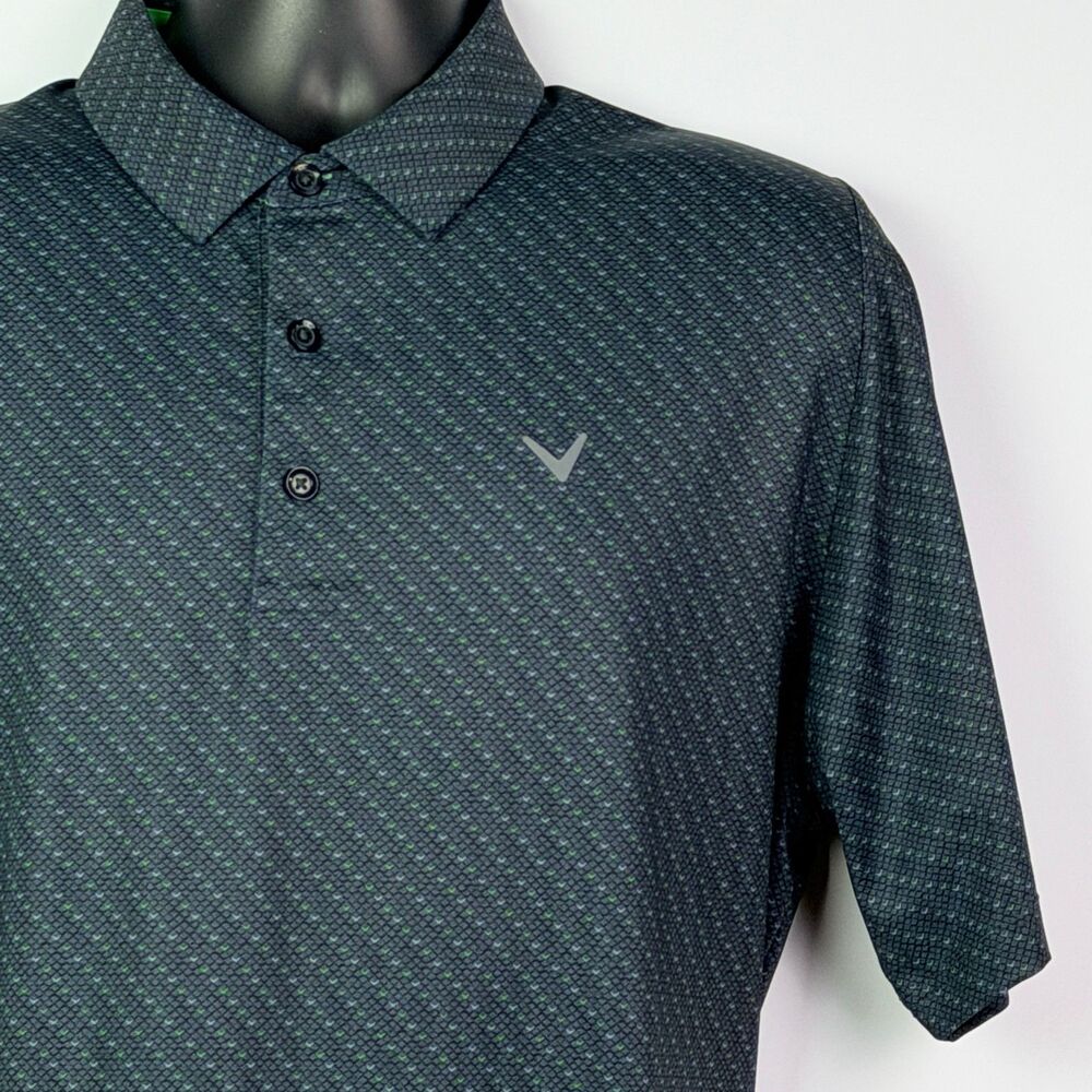 Callaway Gray Geometric Opti Dri Golf Polo Large - Picture 2 of 11